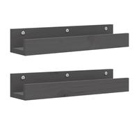 2x Étagères Murales Noir 50x12x9 cm Bois de Pin Massif Suspendues Salon vidaXL