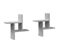 vidaXL Étagères murales 853248 2 pièces bois d'ingénierie gris béton 38×12×38 cm Gris G