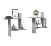 Vidaxl Étagères Murales 2 Pcs Gris Béton 50x12x50 Cm Bois D'ingénierie Marron