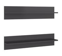 Wandschappen 2 st 80x11,5x18 cm bewerkt hout hoogglans grijs807349