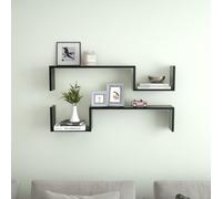 Vidaxl Étagères Murales 2 Pcs Noir 100x15x20 Cm Bois D'ingénierie Noir