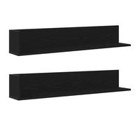 vidaXL Étagères murales 2 pcs Bois d'ingénierie Noir 100x16,5x16,5 cm Flottantes, murales d'angle