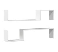 vidaXL Étagères Murales 2 pcs, Supports Suspendus, Tablettes Flottantes, Meubles de Salon Salle de Séjour Maison, Blanc Brillant Bois d'Ingénierie