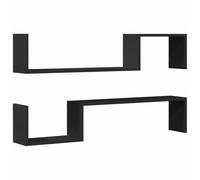 vidaXL Étagères Murales 2 pcs, Supports Suspendus, Tablettes Flottantes, Meubles de Salon Salle de Séjour Maison, Noir Bois d'Ingénierie