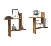 vidaXL Étagères murales 2 pcs vieux bois 50x12x50 cm bois d'ingénierie Marron 853261 G