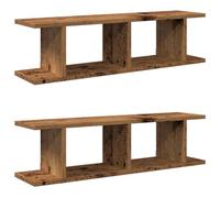 Vidaxl Étagères Murales 2 Pcs Vieux Bois 75x18x20 Cm Bois D'ingénierie Marron