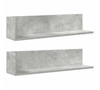 vidaXL Étagères murales 2pcs Gris béton 75x16,5x16,5cm Bois ingénierie