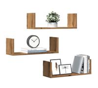 vidaXL Étagères murales 853289 – 3 pcs chêne artisanal bois d'ingénierie Marron