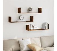 vidaXL Étagères murales 3 pcs chêne fumé 80 x 18 x 18 cm Bois d'ingénierie Marron