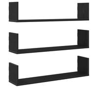 vidaXL Étagères murales 3 pcs Chêne Noir 80x18x18 cm Bois d'ingénierie