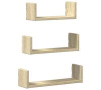 vidaXL Étagères murales 3 pcs chêne Sonoma Bois d'ingénierie, étagère Flottante, étagère d'exposition Murale, étagère pour CD