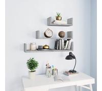 vidaXL Étagères murales 3 pcs Gris béton Bois d'ingénierie