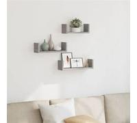 vidaXL Étagères murales 3 pcs gris béton bois d'ingénierie, étagère flottante, étagère d'exposition murale, étagère pour CD, 853311 Gris G