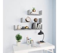 Vidaxl Étagères Murales 3 Pcs Gris Béton Bois D'ingénierie Gris