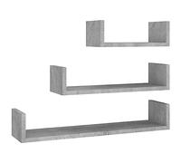 vidaXL Étagères Murales 3 pcs, Meuble de Rangement, Organisateur de Maison Salon Salle de Séjour Intérieur, Gris Béton Bois d’Ingénierie