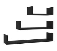vidaXL Étagères Murales 3 pcs, Meuble de Rangement, Organisateur de Maison Salon Salle de Séjour Intérieur, Noir Bois d’Ingénierie
