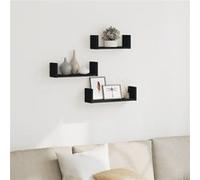 Etagères murales 3 pcs noir bois d'ingénierie, étagère flottante, étagère d'exposition murale, étagère pour CD, 853309
