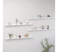 Vidaxl Étagères Murales 4 Pcs Blanc Brillant 115x9x3 Cm Blanc
