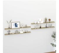Vidaxl Étagères Murales 4 Pcs Blanc Et Chêne Sonoma 115x9x3 Cm Multicolore