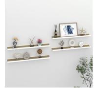 vidaXL Étagères murales 4 pcs Blanc et chêne Sonoma 80x9x3 cm