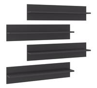Wandschappen 4 st 80x11,5x18 cm bewerkt hout hoogglans grijs807350