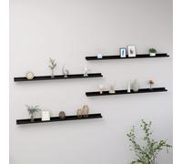 vidaXL 4X Etagères Murales Etagères Suspendues Etagères Flottantes Salon Salle de Séjour Chambre à Coucher Maison Intérieur Noir 115x9x3 cm