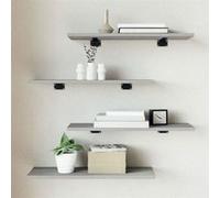 vidaXL Étagères Murales 4 pcs, Tablettes Suspendues avec Rangement, Étagères à Livres Flottantes, Décorations de Salon, 838233 Gris G