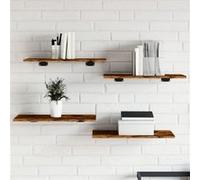 vidaXL Étagères murales 4 pcs – Tablettes suspendues avec rangement, chêne fumé (bois d'ingénierie)