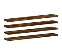 vidaXL Étagères Murales 4 pcs, Tablettes Suspendues avec Rangement, Étagères à Livres Flottantes, Décorations de Salon, Chêne Fumé Bois d'Ingénierie