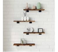 vidaXL Étagères murales 838195 – 4 tablettes suspendues avec rangement, étagères à livres flottantes