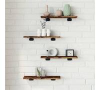 vidaXL Étagères Murales 4 pcs, Tablettes Suspendues avec Rangement, Étagères à Livres Flottantes, Décorations de Salon, 838195 Marron G