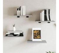 vidaXL Étagères Murales 4 pcs, Tablettes Suspendues avec Rangement, Étagères à Livres Flottantes, Décorations de Salon, 838209 Gris G