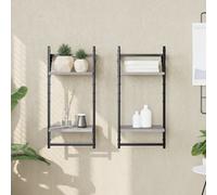 vidaXL Étagères murales à 2 niveaux avec barres 2 pcs sonoma gris