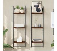 vidaXL Étagères murales à 3 niveaux avec barres 2 pcs chêne marron 836262