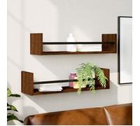 Vidaxl Étagères Murales Avec Barres 2 Pcs Chêne Marron 60x16x14 Cm Marron