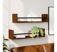 Vidaxl Étagères Murales Avec Barres 2 Pcs Chêne Marron 60x16x14 Cm Marron