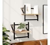 Vidaxl Étagères Murales Avec Barres 2 Pcs Chêne Sonoma 30x25x30 Cm