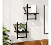 vidaXL Étagères murales avec barres 2 pcs noir 20x25x30 cm
