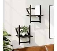 vidaXL Étagères murales avec barres 836228 – 2 pcs noir 20x25x30 cm