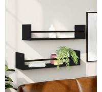 Vidaxl Étagères Murales Avec Barres 2 Pcs Noir 60x16x14 Cm Noir