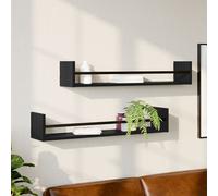 Vidaxl Étagères Murales Avec Barres 2 Pcs Noir 80x16x14 Cm Noir