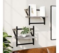 vidaXL Étagères murales avec barres 2 pcs sonoma gris 30x25x30 cm