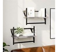 vidaXL Étagères murales avec barres 2 pcs sonoma gris 40x25x30 cm 836241 Gris G