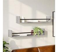 vidaXL Étagères murales 2 pcs – Tablettes suspendues avec barres, rangement, Sonoma gris