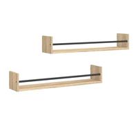 vidaXL Étagères murales avec barres 2 pcs, tablettes suspendues et rangement, moderne Chêne Sonoma