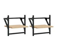 vidaXL Étagères murales avec barres 2 unités Chêne Sonoma 30x25x30 cm
