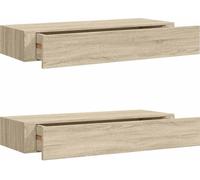 Vidaxl Étagères À Tiroirs Murales 2 Pcs Chêne 60x23,5x10 Cm Mdf Multicolore