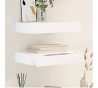 vidaXL Étagères murales avec tiroirs 2 pcs Blanc 48 cm 276001