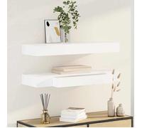 vidaXL Étagères murales avec tiroirs 2 pcs Blanc 80 cm