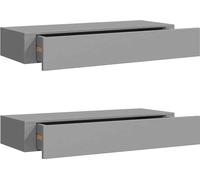 Vidaxl Étagères À Tiroirs Murales 2 Pcs Gris 60x23,5x10 Cm Mdf Multicolore
